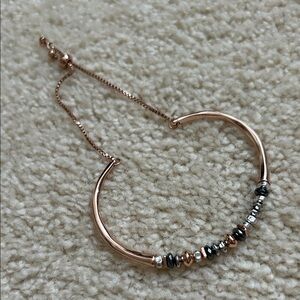 Elegant Rose Gold and Silver Beaded Bracelet